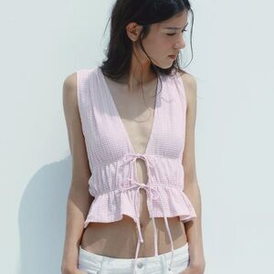 Zara Pink Gingham Crop Top